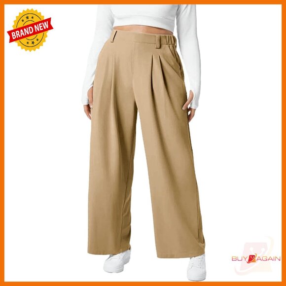 Plus Size Wide Leg Fleece Lined Palazzo Pants Elastic High Waist